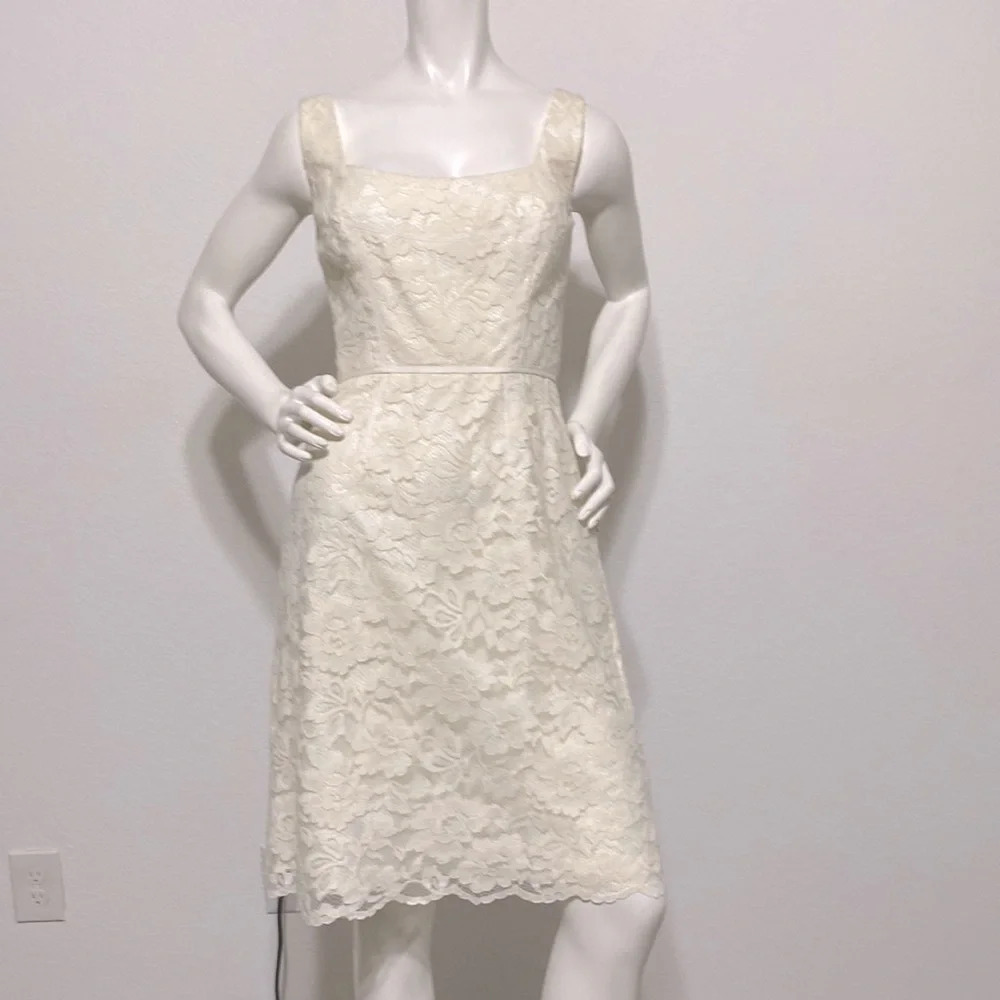 Jill Stuart Quiet Luxury Minimalist Night Out Cocktail Floral Lace Dress Size 6